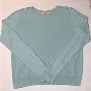 LOFT lightweight crew neck eyelet detail sweater